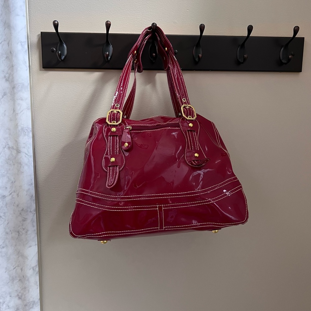 Steve Madden glossy red bag with zipper